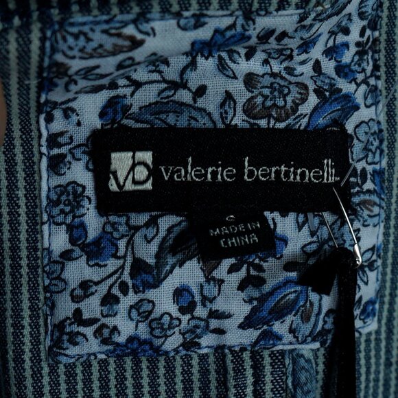 Valerie Bertinelli Y2k Denim Jacket Seersucker Stripe Retro 70s 2 Button Blazer - Picture 10 of 11